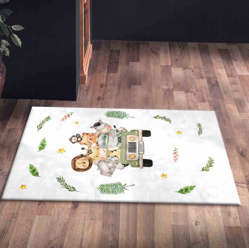 Tropical Jungle Rugs, Cute Animals Rug, Elephant Rugs, Kids Rugs, Safari Rug, Luxury Rug, Colorful Rug, Entry Rug, Accent Rug, Nursery Rug, image 6