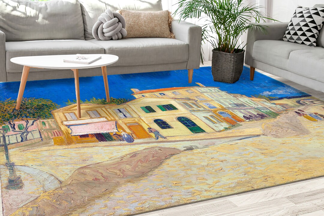 Oil Rug The Yellow House Rug, Oil Rugs, Van Gogh Rug, Night Landscape Rug ...