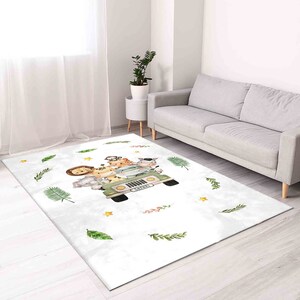 Tropical Jungle Rugs, Cute Animals Rug, Elephant Rugs, Kids Rugs, Safari Rug, Luxury Rug, Colorful Rug, Entry Rug, Accent Rug, Nursery Rug, image 2