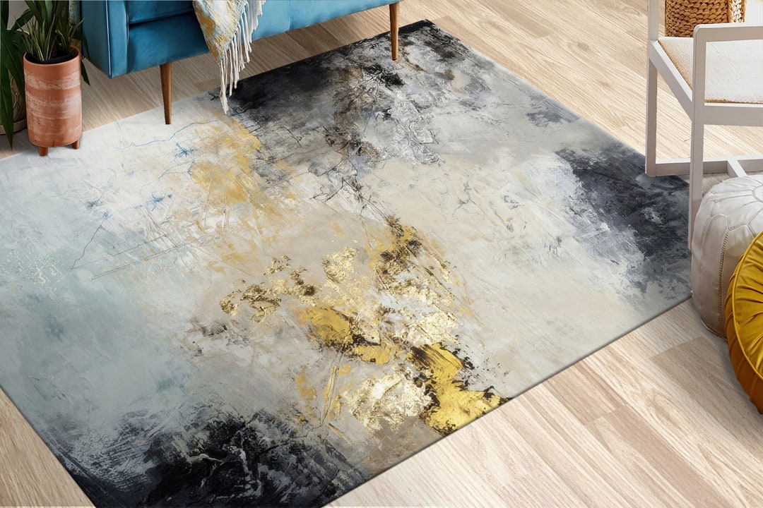 Plaster Rug Gray and Gold Plaster Rug, Shimmery Rugs, Gold Rug, Modern Rugs ...
