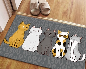 Abstract Cat Rug, Cat Rugs, Cat Lover Gift Rug, Animal Rugs, Housewarming Gift, Thin Rug, Decorative Rug, Area Rug, Easy To Clean Rug,