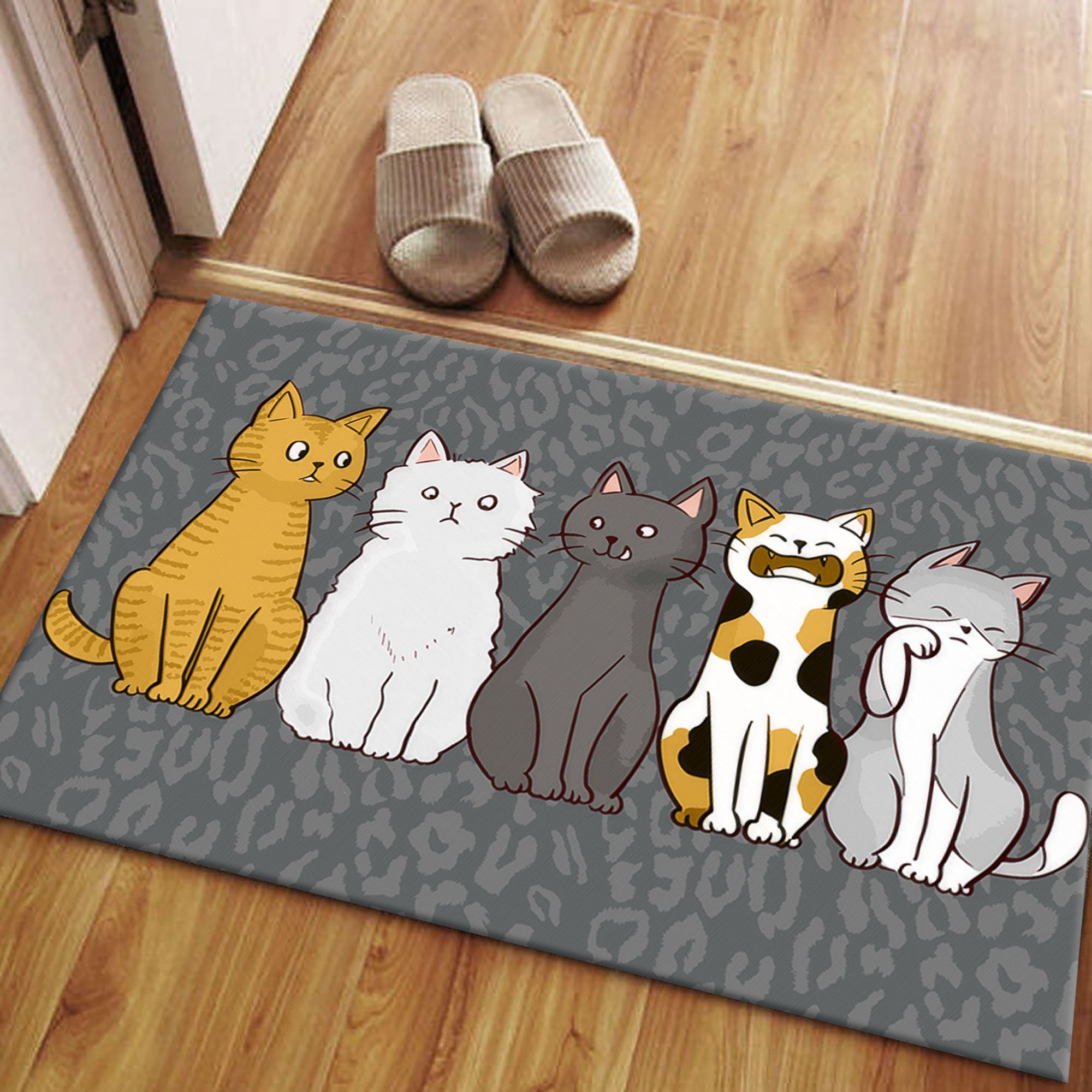 抽象的な猫のラグ、猫のラグ、猫好きへのギフトラグ、動物のラグ、新築