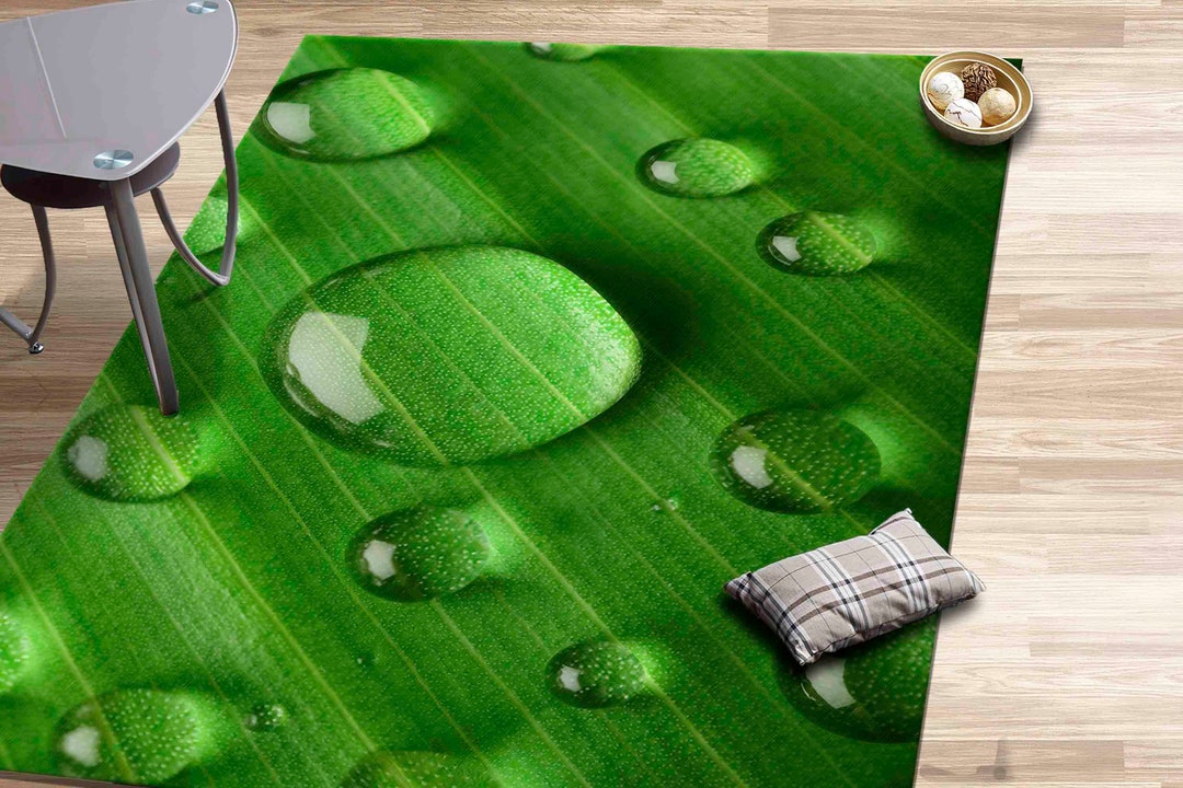 Water Print Rug Green Rugs, Farmhouse Rug, Water Drop Rug, Botanical Rug, Colorful Rug ...