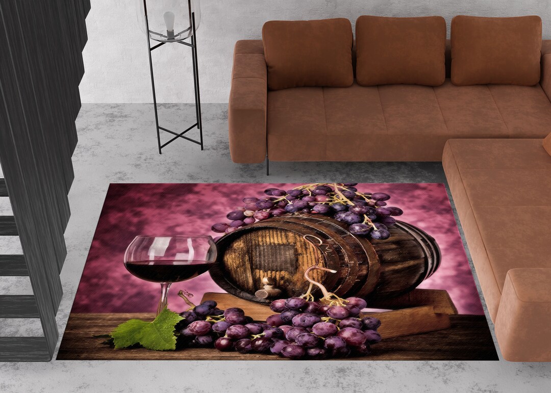 Wine Rug, Kitchen Decor, Grape Rug, Modern Rugs, , Indoor Rug, Rugs
