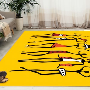 African Dancers Rug, African People Dancing Rugs, Yellow Rugs, African Rugs, 3D Printed Rug, Entry Rug, Wedding Rug, Stair Rug, Cool Rug,