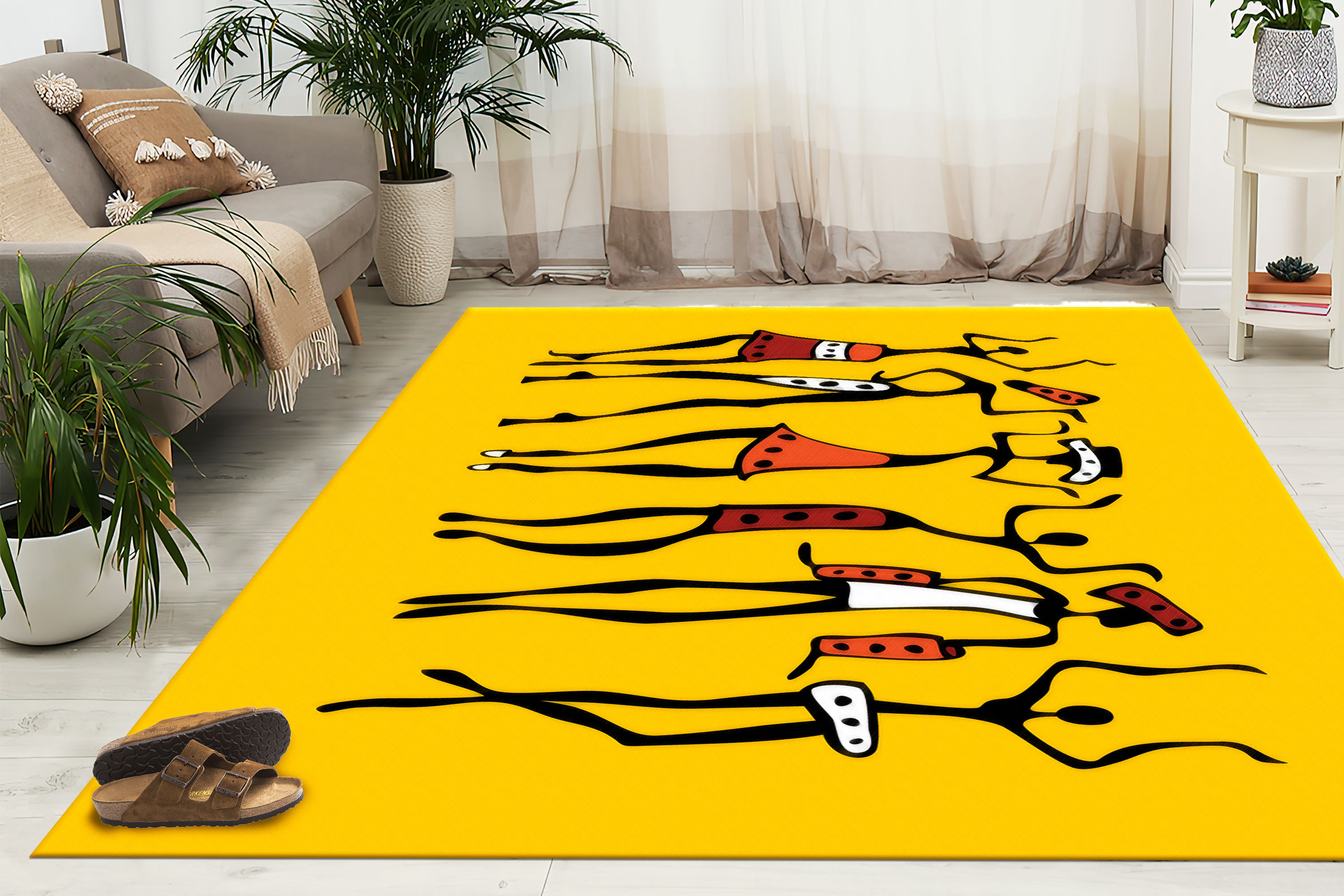 African Dancers Rug, African People Dancing Rugs, Yellow Rugs, African ...