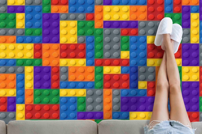 Colorful Building Blocks Rug | Kids Playroom Carpet | Machine Washable Non-Slip Lego Style Rug | Fun Creative Room Decor image 6