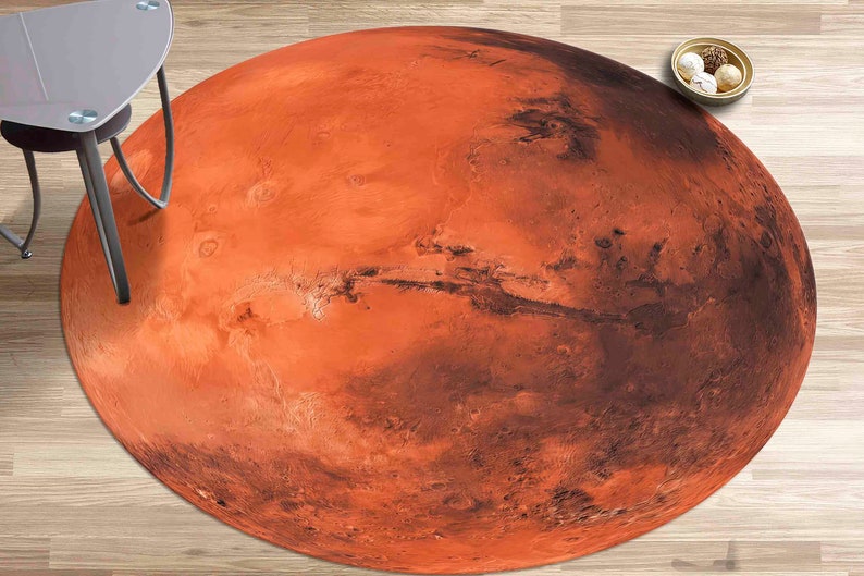 Dywany Mars, nowoczesne dywany, dywan z motywem kosmicznym, dywanik z widokiem, spersonalizowany dywan, duży dywan, dywan ślubny, miękki dywan, okrągły dywan, dywanik salonowy, dywanik Planet, zdjęcie 1