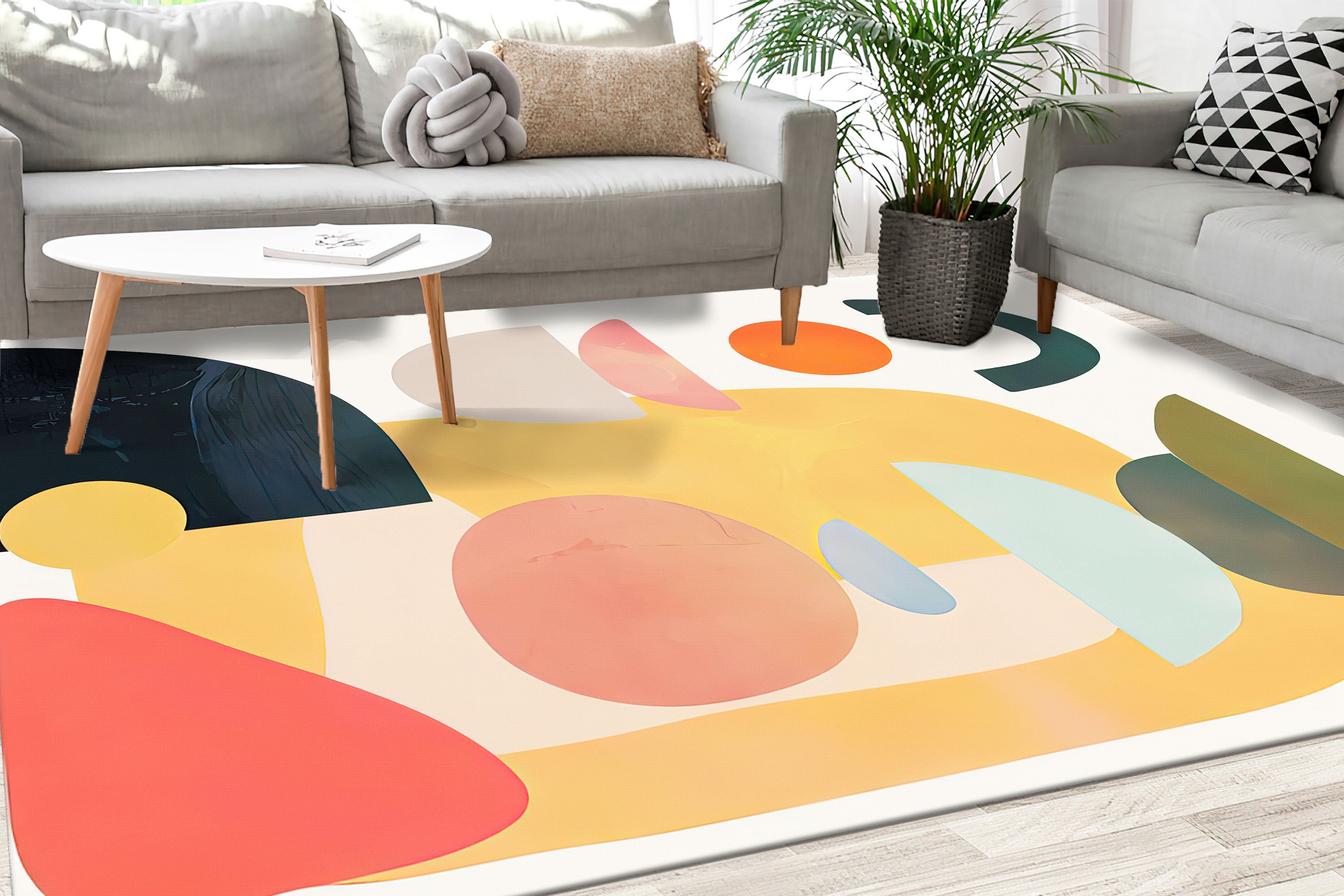 Nordic Scandinavian Rug, Minimal Pattern Rug, Abstract Shape Rug ...