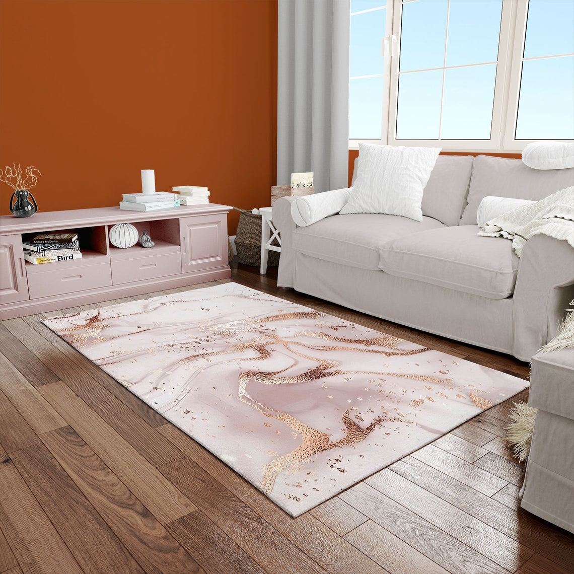 Pink Soft Tones Rugs, White Marble Rug, Shimmery Rugs, Alcohol Ink Rugs ...