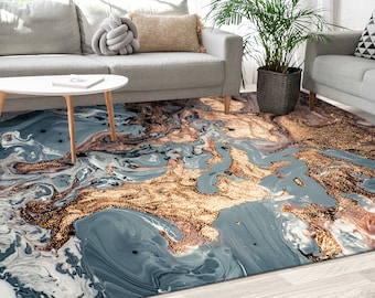 Gray and Gold Marble Rugs, Gray Marble Rugs, Modern Marble Rugs, Modern Rug, Living Room Rug, Dining Room Rug, Salon Decor Rug, Large Rug,