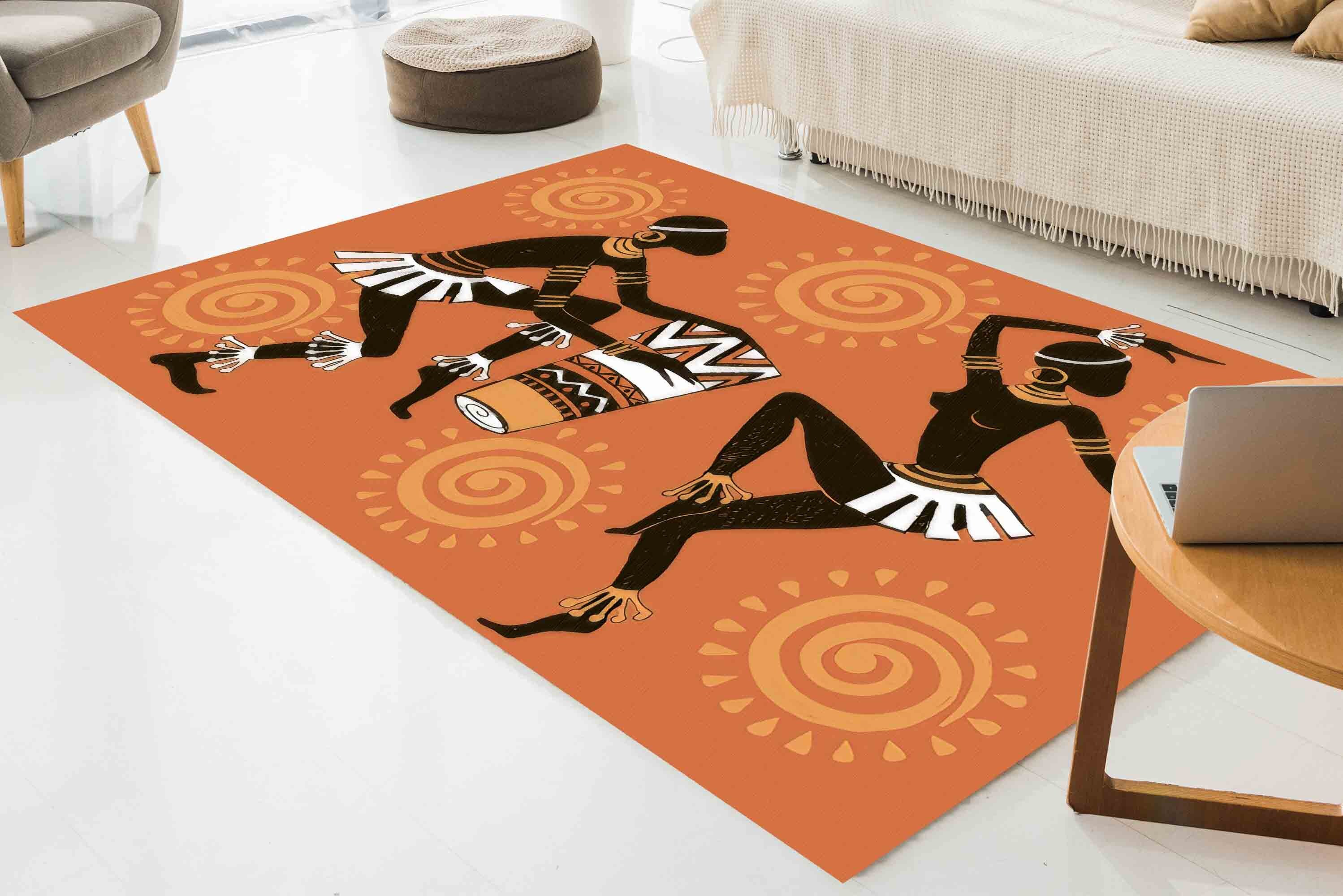 African Woman Rug, African Dancing Rugs, African Dancers Rugs, Abstract ...