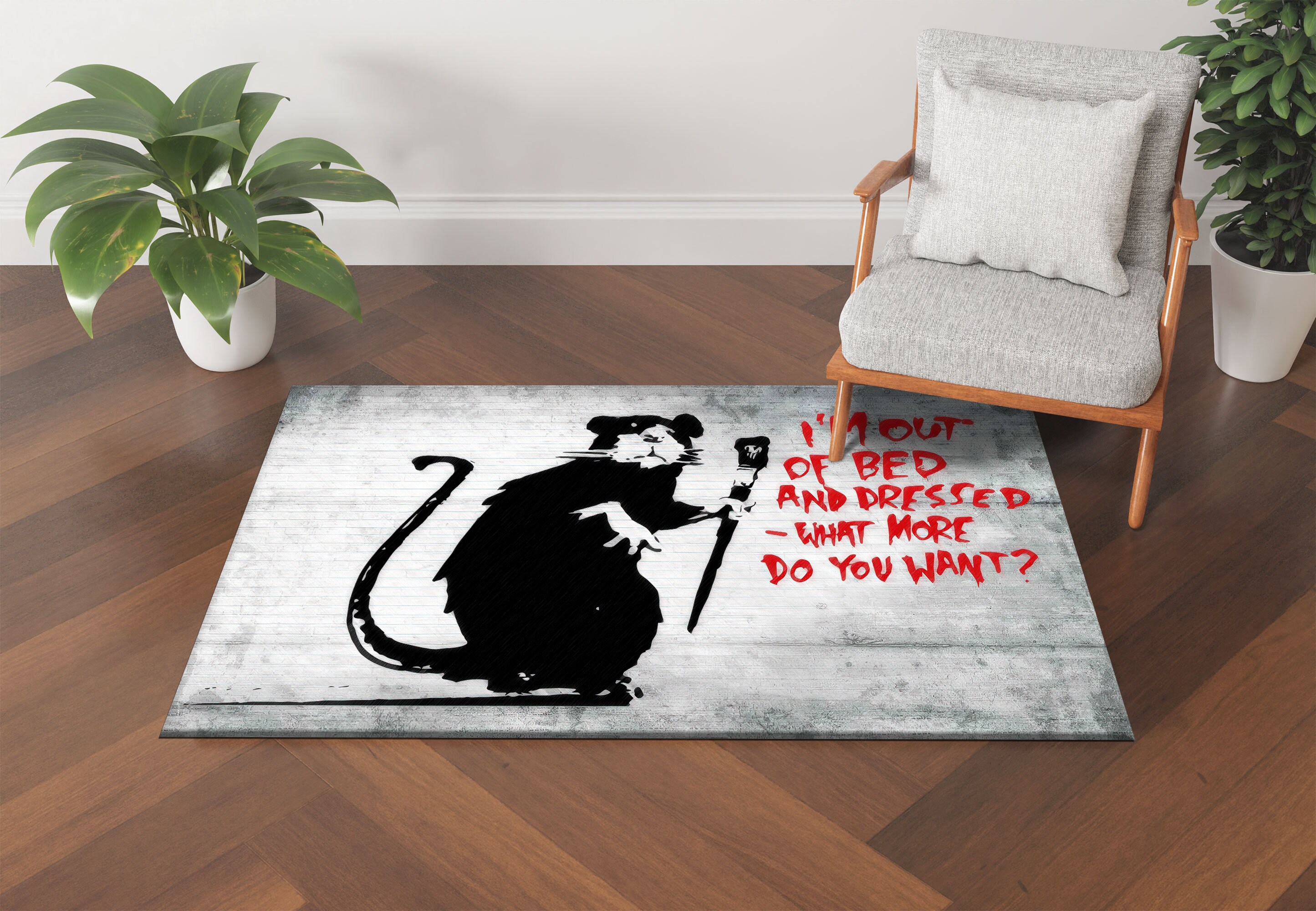 Rat Shaped Rug Banksy Out of Bed Rat Rugs, Banksy Mouse Rugs, Painting Rug, Graffiti ...