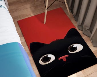 Cat Rug, Upward Cat Rug, Cat Design Rug, Cute Rug, Animal Rug, Pet Lover Rug, Modern Rug, Artistic Rug, Minimal Rug, Stylish Rug, Cozy Rug,