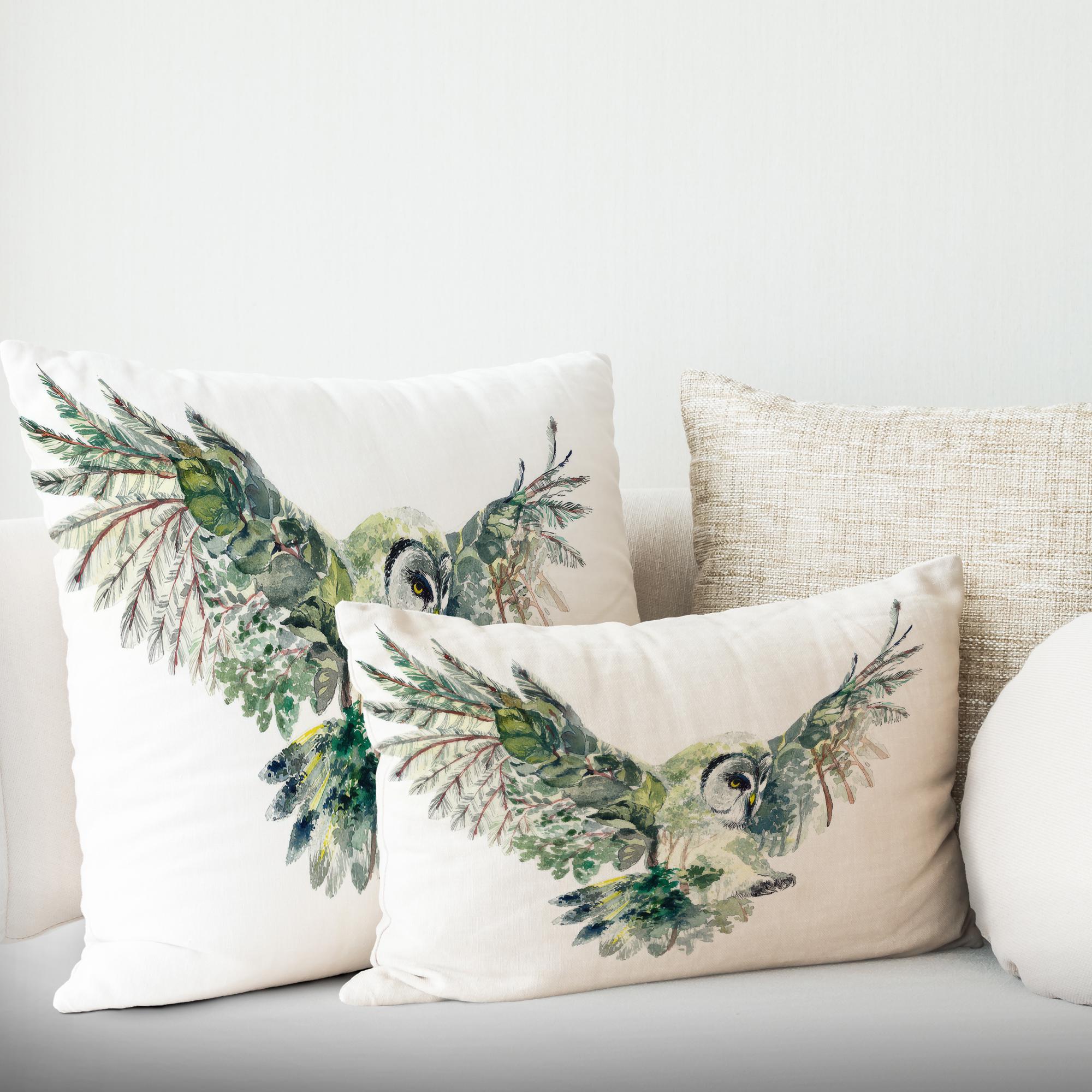 Owl Cushion Case, Animal Pillow Cover, Gift For Her, Modern Cushion Cover, Floral Owl Pillow Cover,