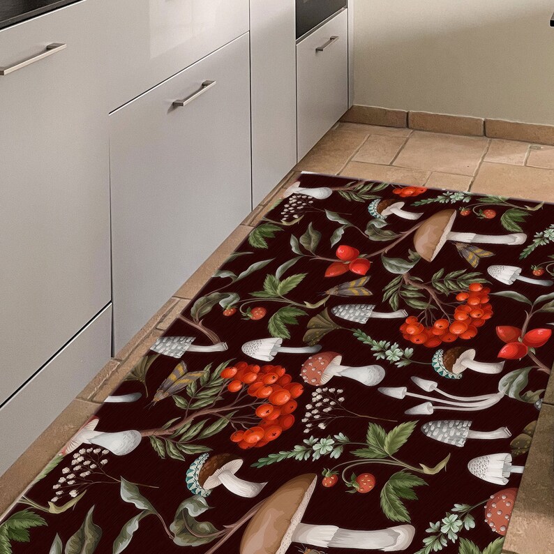 Mushroom Rugs, Colorful Rugs, Mushroom Rug, Modern Rugs, Kitchen Rug, Personalized Rug, Wall Hanging Rug, Living Room Rug, Office Decor Rug, image 3