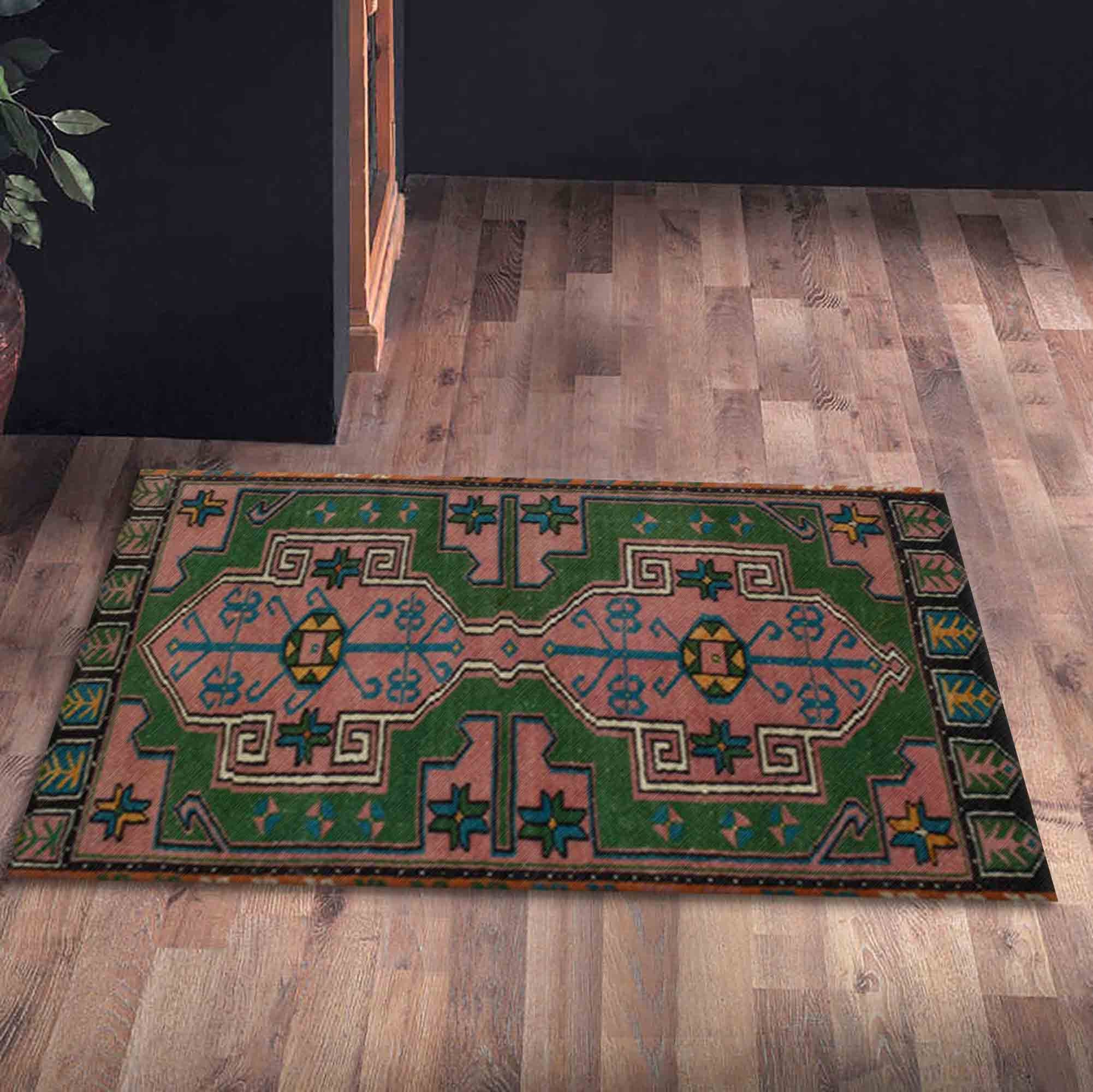 Green Aztec Rug Green and Pink Rug, Kilim Pattern Rugs, Aztec Rug, Farmhouse Decor ...