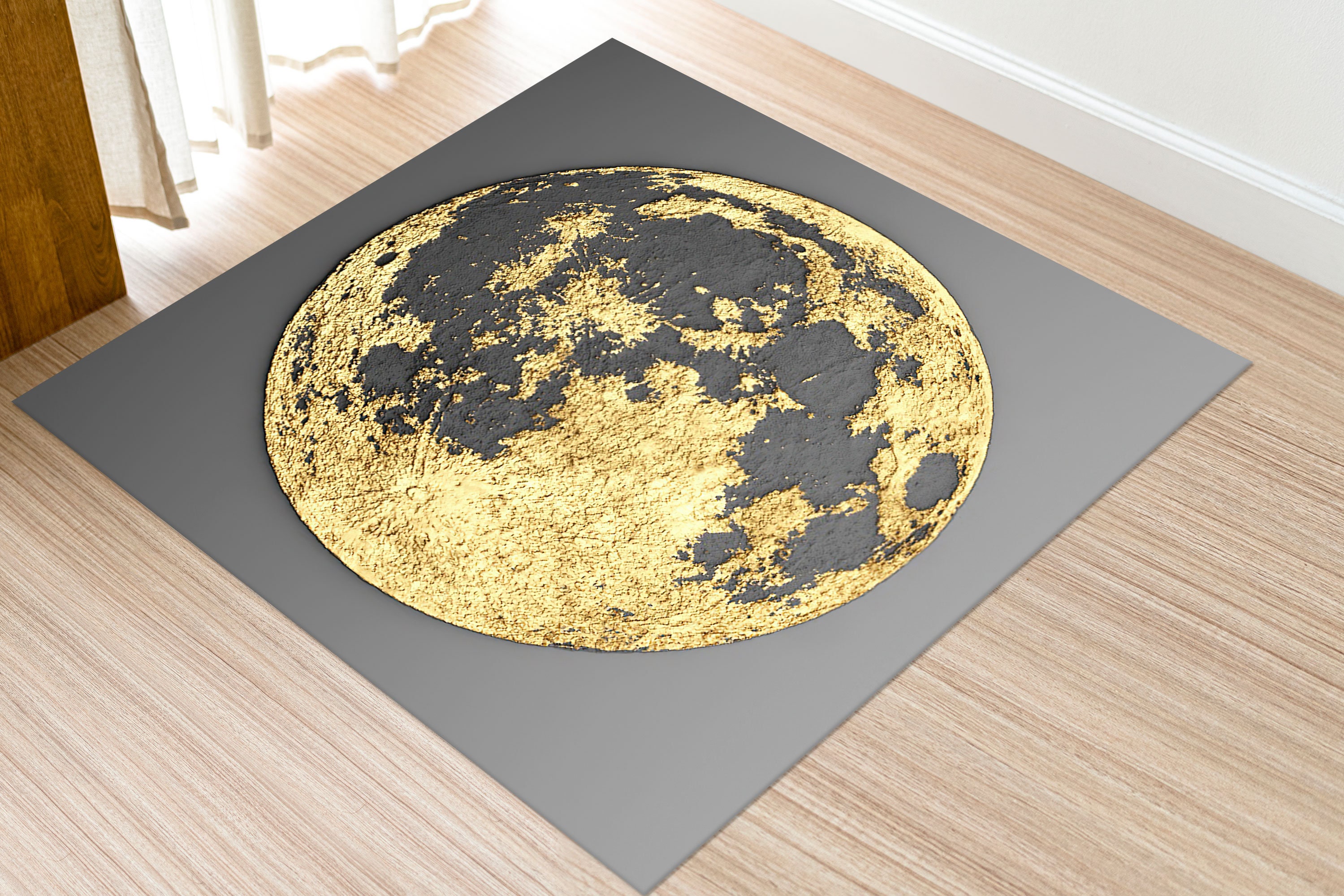 Moon Rug Map Gold Moon Rugs Gold Moon Rug Modern Rugs View Rugs Space - Etsy UK