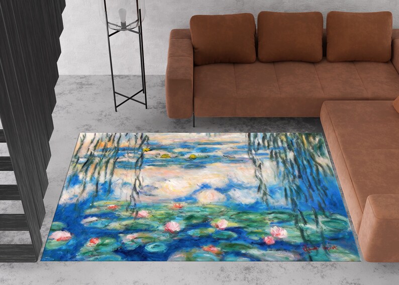 Modern Rug Lotus Rug Lotus Painting Rugs, Abstract Rug, Lotus Flower Rug, Floral Rugs ...