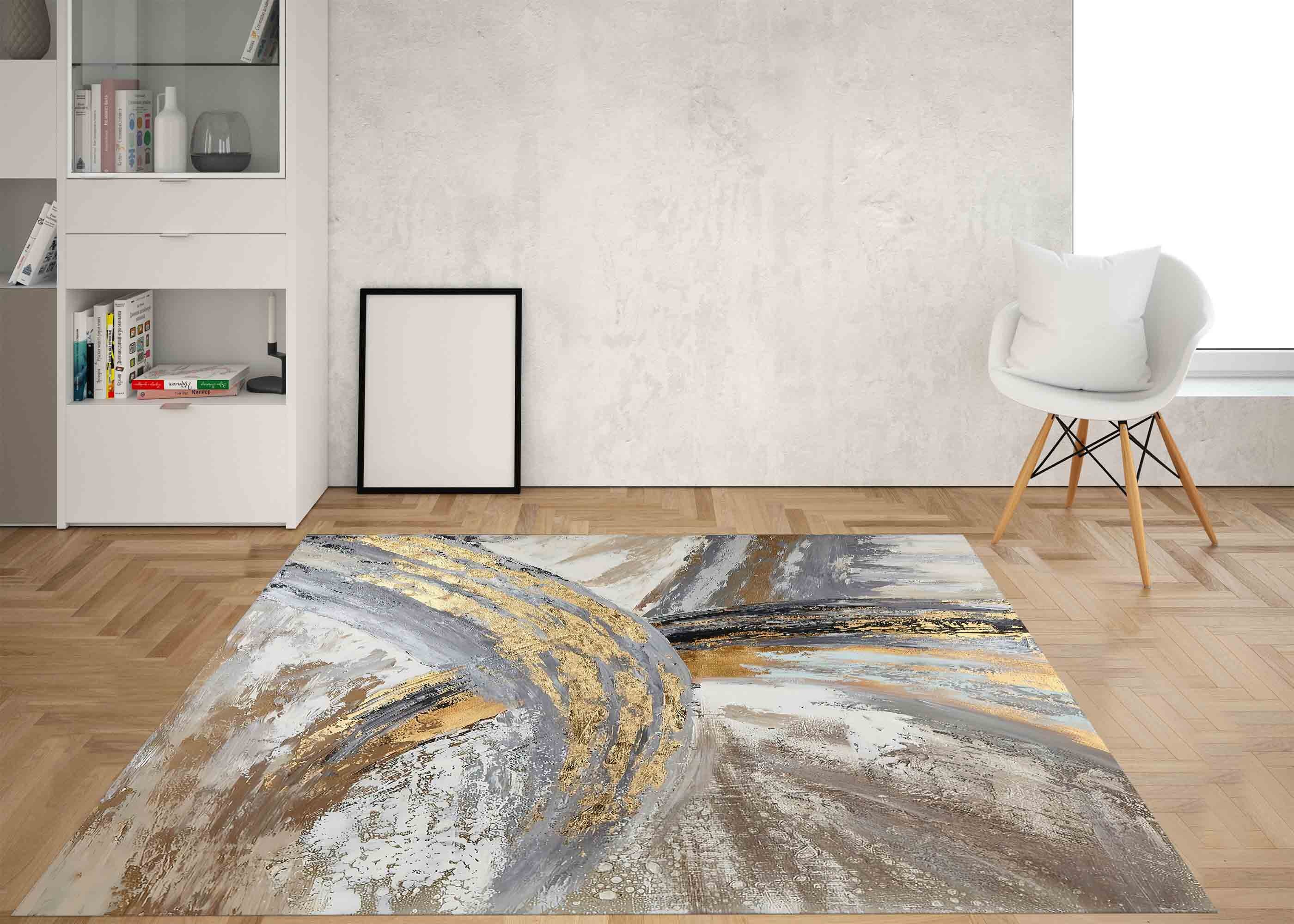 Abstract Gold Marble Rug, Gold Rug, Gold and Silver Rugs, Marble Rugs ...