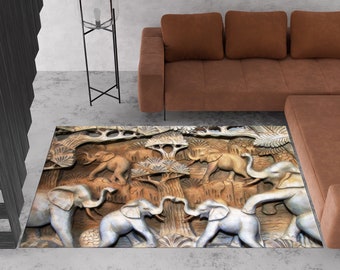 Elephant Rugs, Elephant Sculpture Rug, Sculpture Rugs, Animal Rug, Area Rug, Custom Rug, Wall Hanging Rug, Living Room Rug,