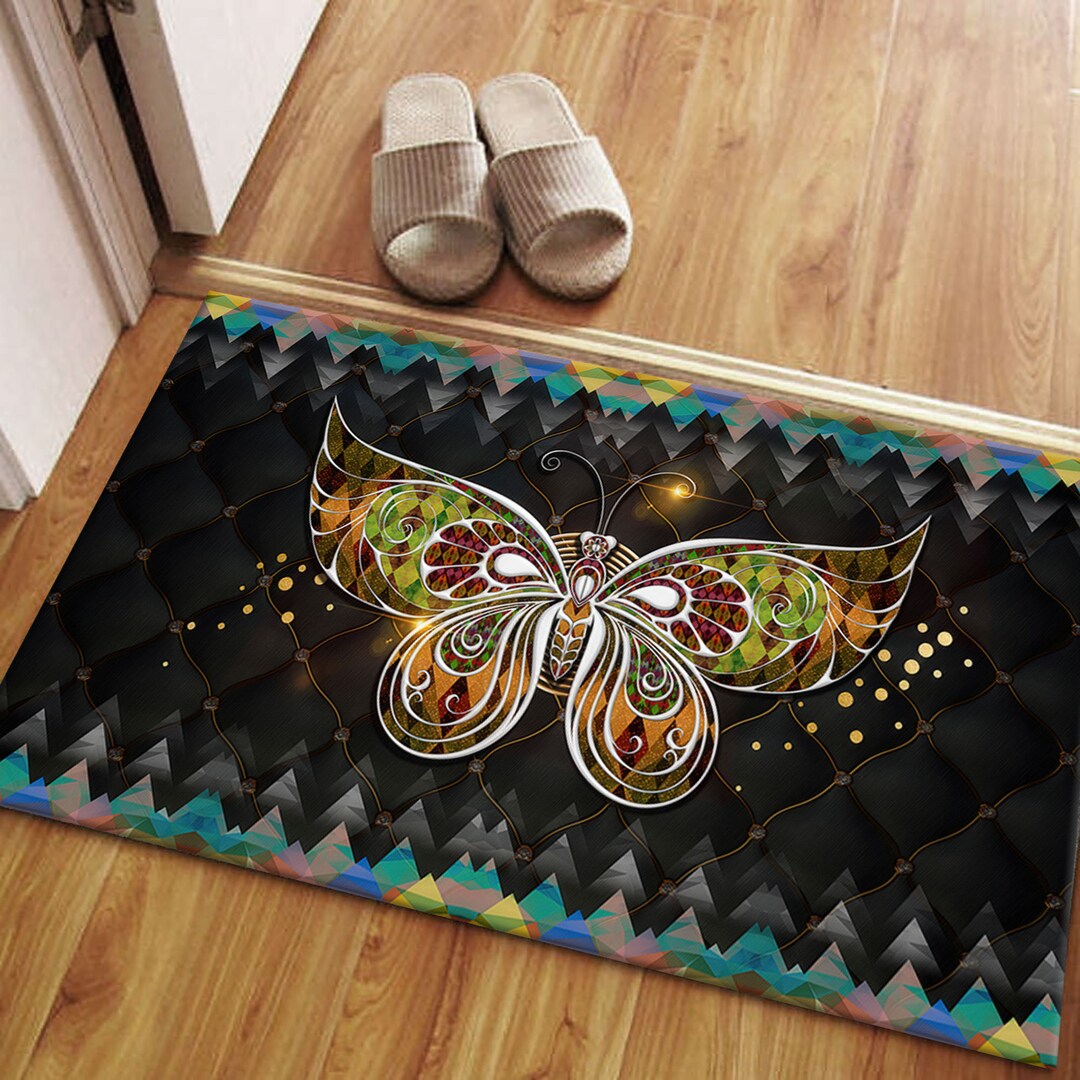 Butterfly and Colored Triangles Rugs, Pattern Rug, Colorful Rug, Animal ...