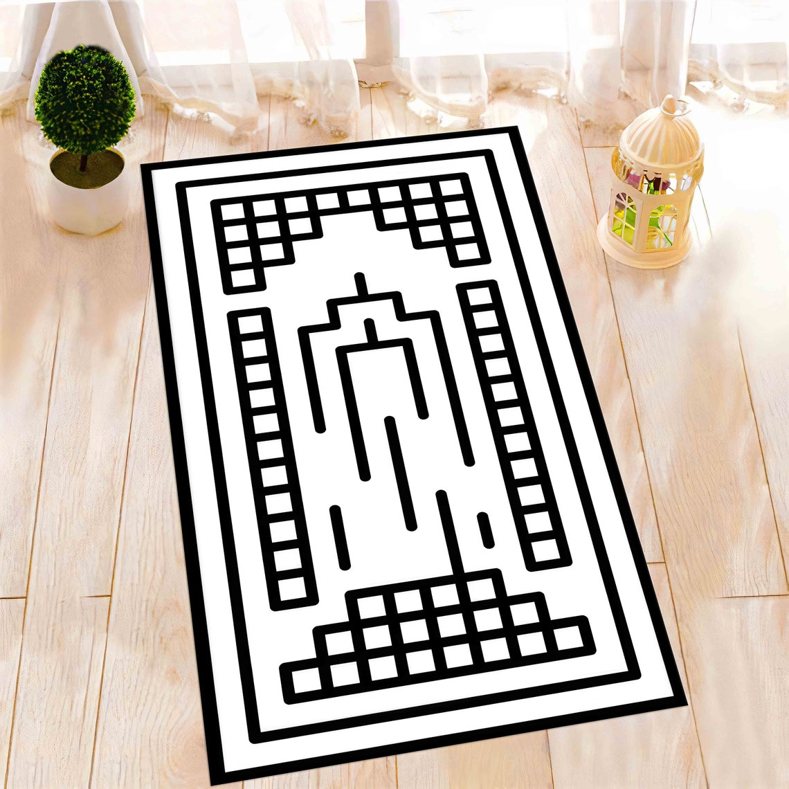 Prayer Rug, White Prayer Rug, Worship Rug, Ramadan Rug, Machine ...