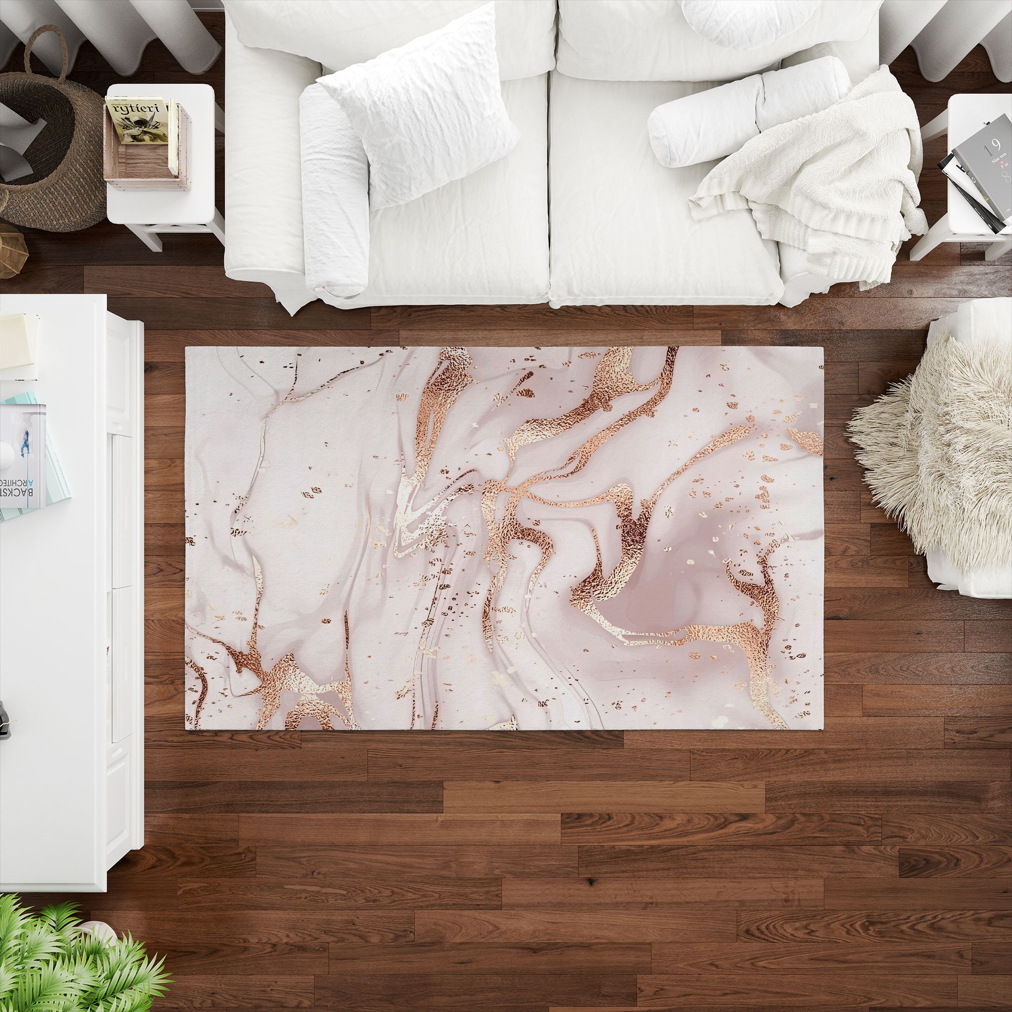 Pink Soft Tones Rugs, White Marble Rug, Shimmery Rugs, Alcohol Ink  display picture 1
