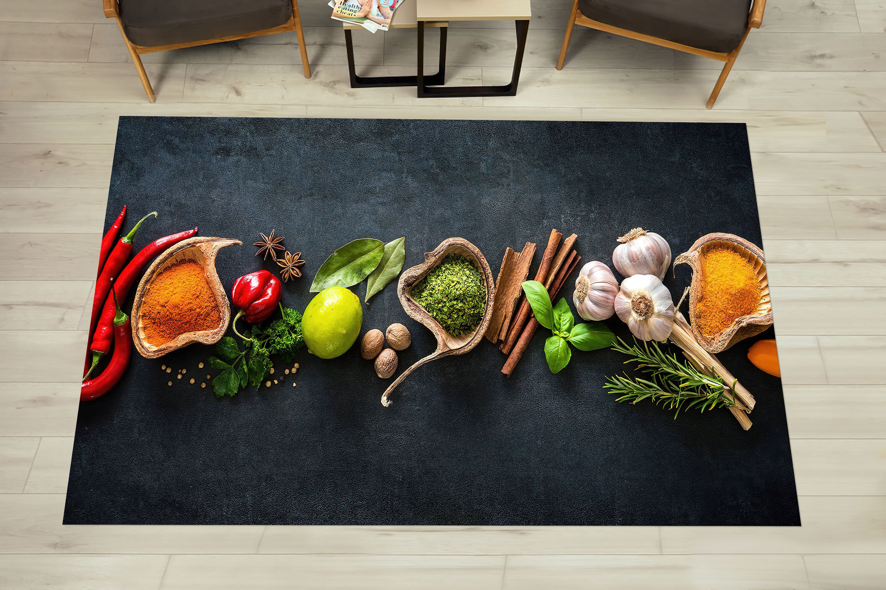 Large Rug, Office Decor Rug, Spices Rug, Non Slip Rug, Spices Kitchen ...