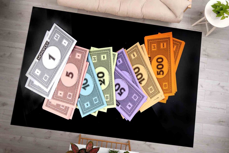 Monopaly Rug Monopoly Money Rug: Colorful Game Room Decor, Machine Washable - Etsy