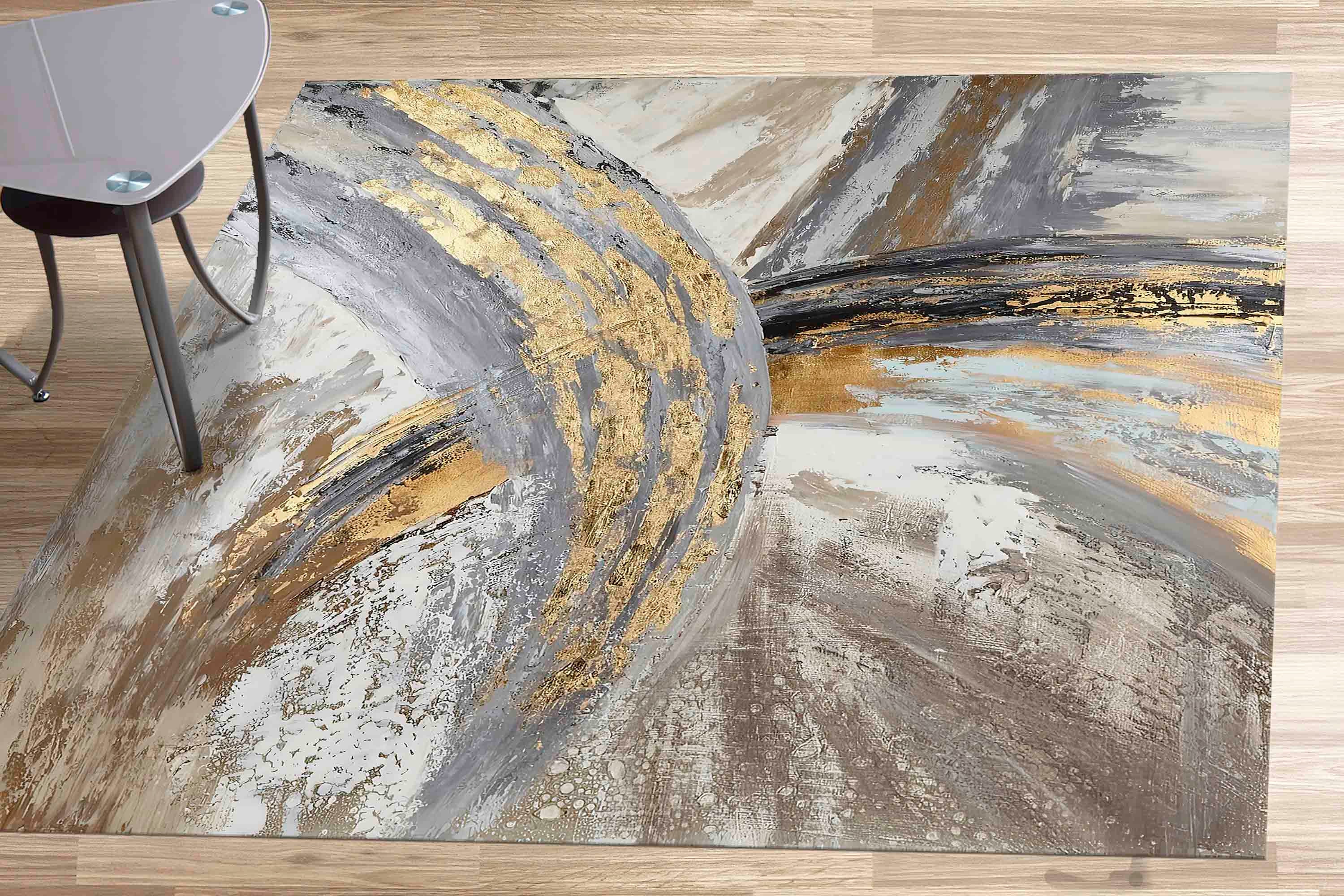Abstract Gold Marble Rug, Gold Rug, Gold and Silver Rugs, Marble Rugs ...