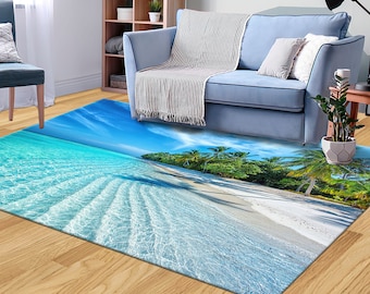 Tropical Ocean Rugs, Ocean View Rugs, Beautiful Sea Landscape Rugs, View Rug, Luxury Rug, Soft Rug, Office Decor Rug, Round Rug,