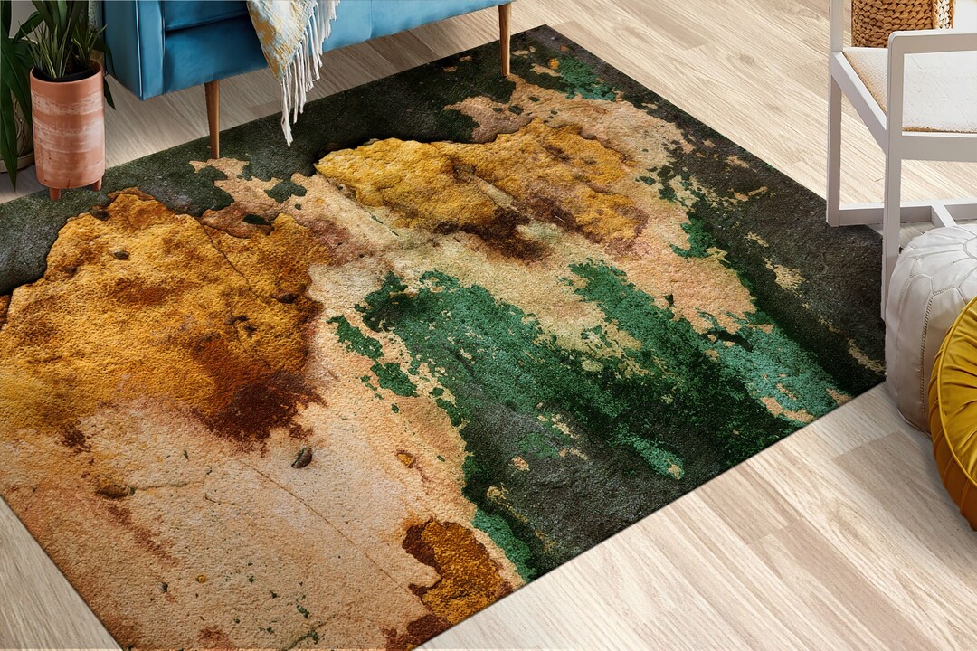 Plaster Rug Vintage Plaster Rugs, Green Rug, Pattern Rug, Farmhouse Rug,modern Rug ...