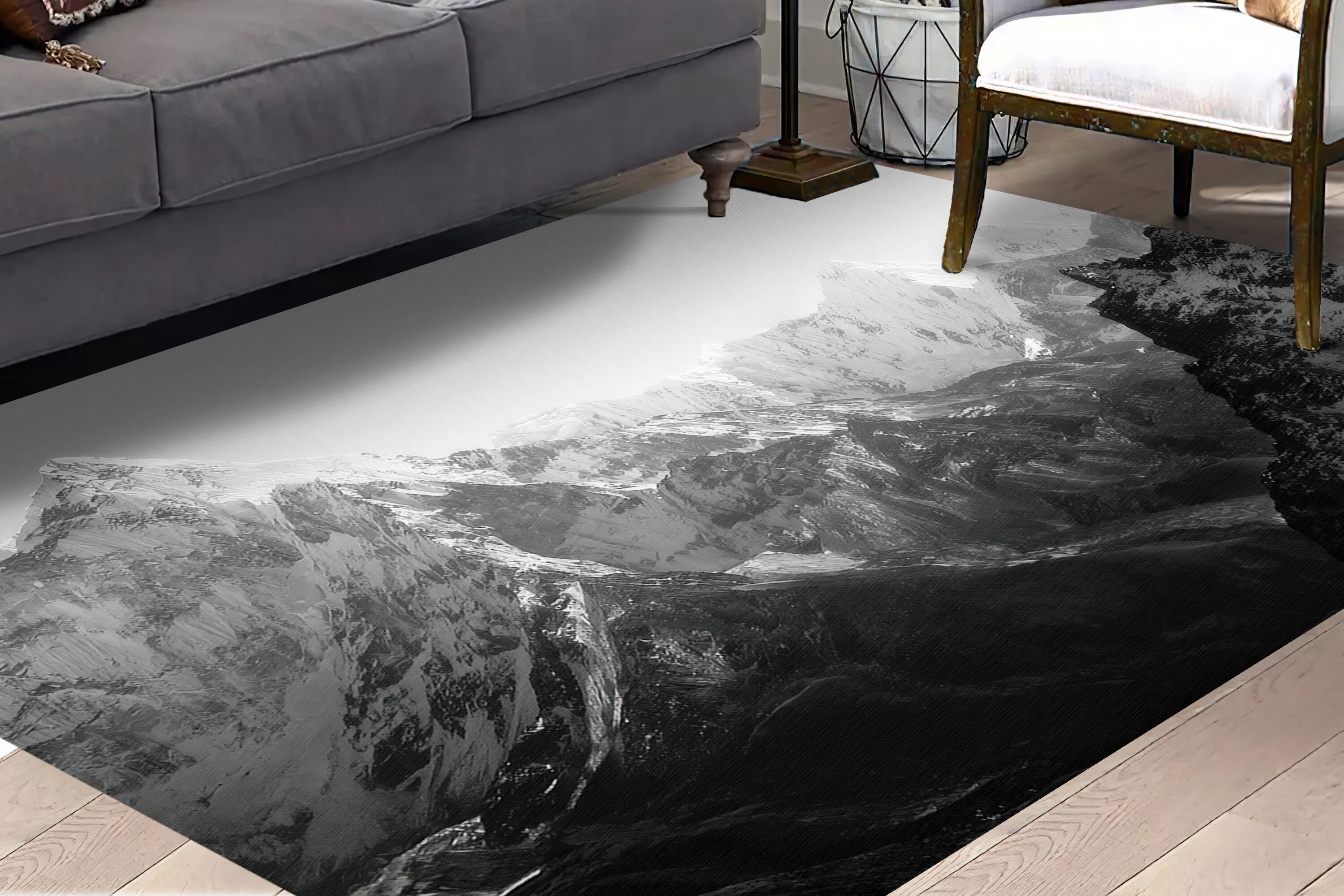Everest Rugs Everest Base Camp Rug: 3D Printed Mountain Landscape Rug - Etsy