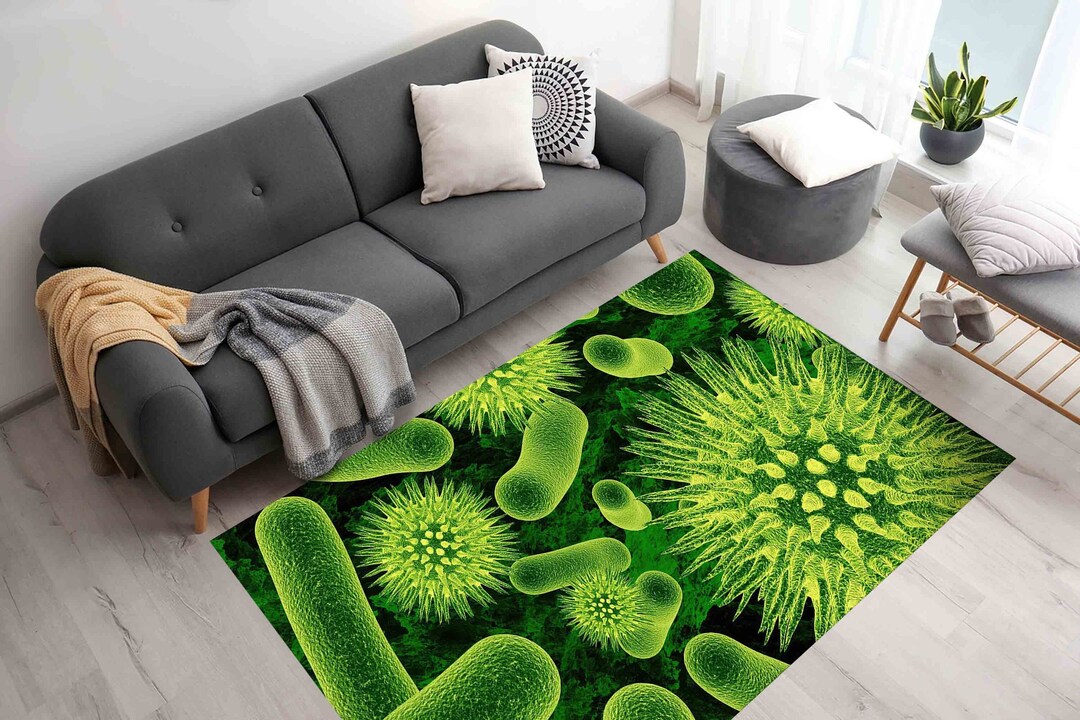 Biology Rug Design Microscopic Bacteria Rugs, Trendy Rugs, Green Rugs, Modern Rug, Pattern ...