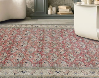 Red Rug, Oriental Rug, Floral Pattern Rug, Moroccan Design Rug, Turkish Rug, Kitchen Rug, Hallway Rug, Decorative Rug, Salon Decor Rug,