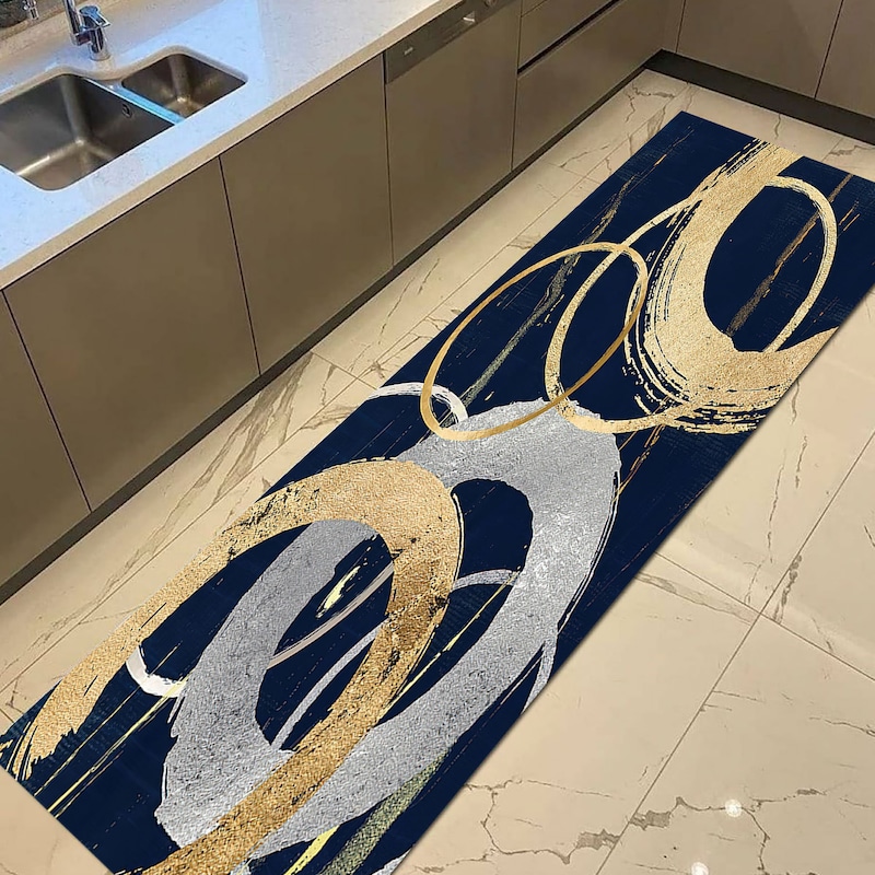 Blue Gold Rug Etsy UK