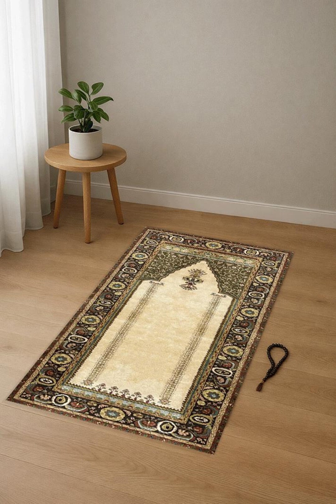 Cream Islamic Prayer Rug Decor, Traditional Muslim Home Style, Ramadan ...