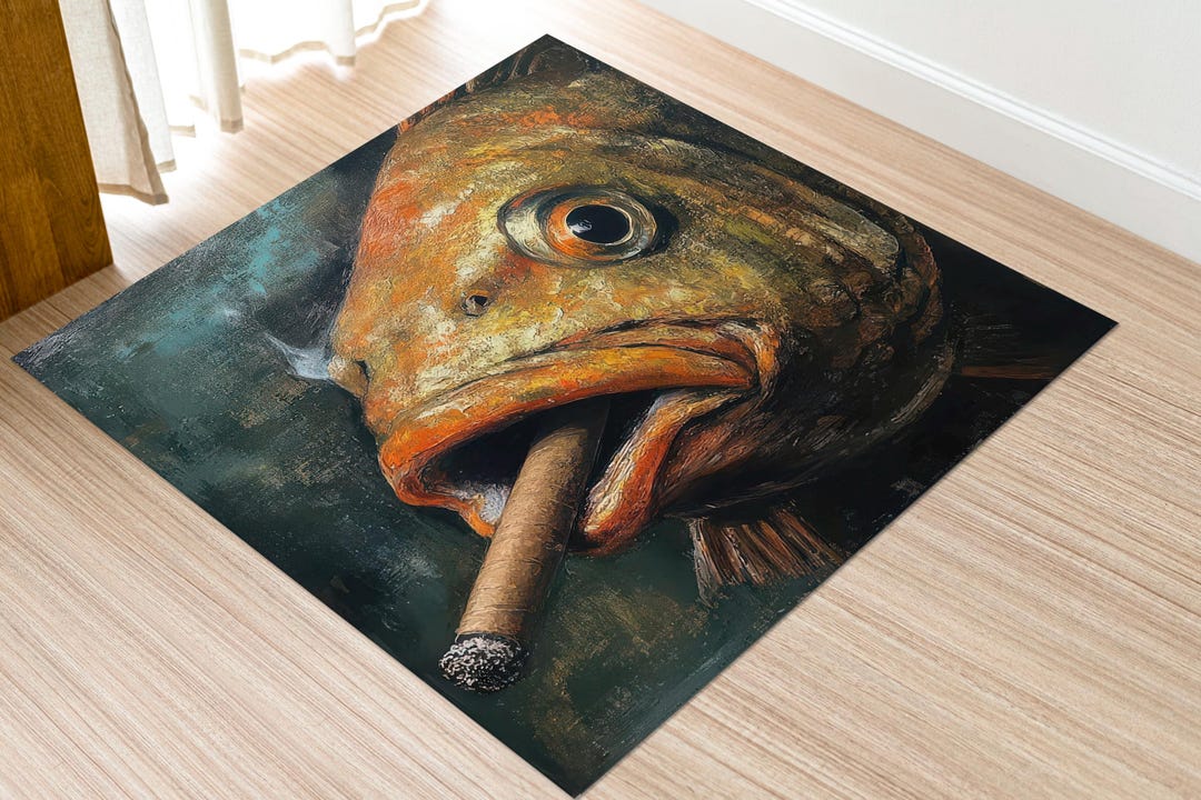 Fish Rug, Abstract Rug, Surreal Rug, Smoke Rug, Modern Rug, Man Cave ...