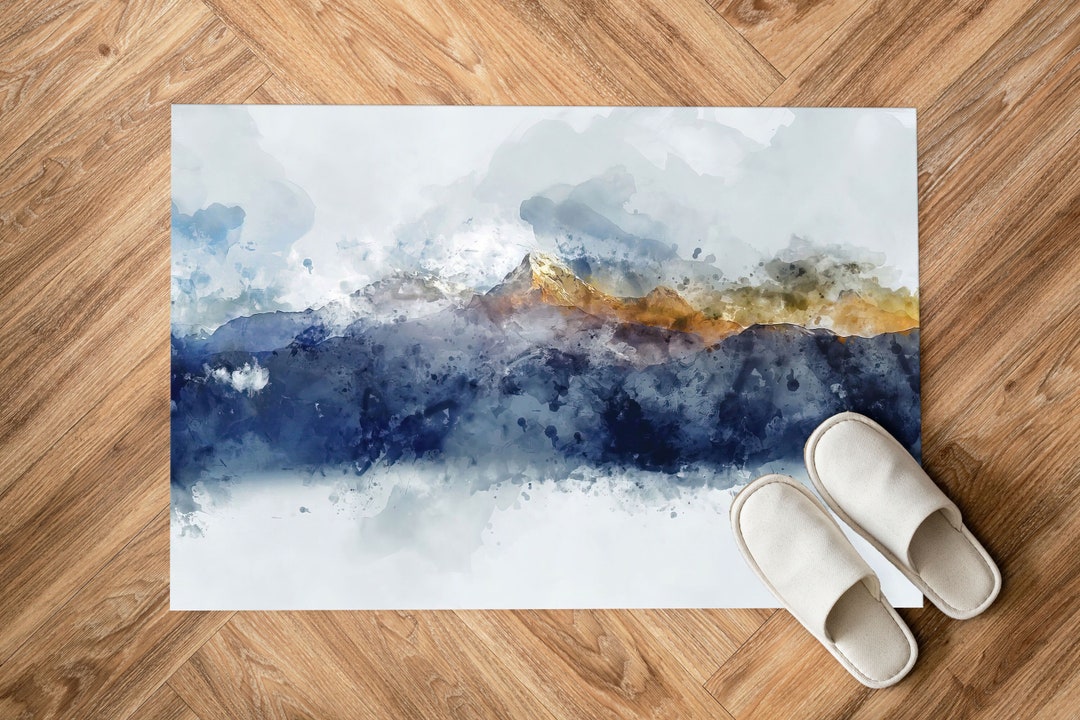 Watercolor Mountain Rugs, Mountain View Rug, Watercolor Mountain Rug ...