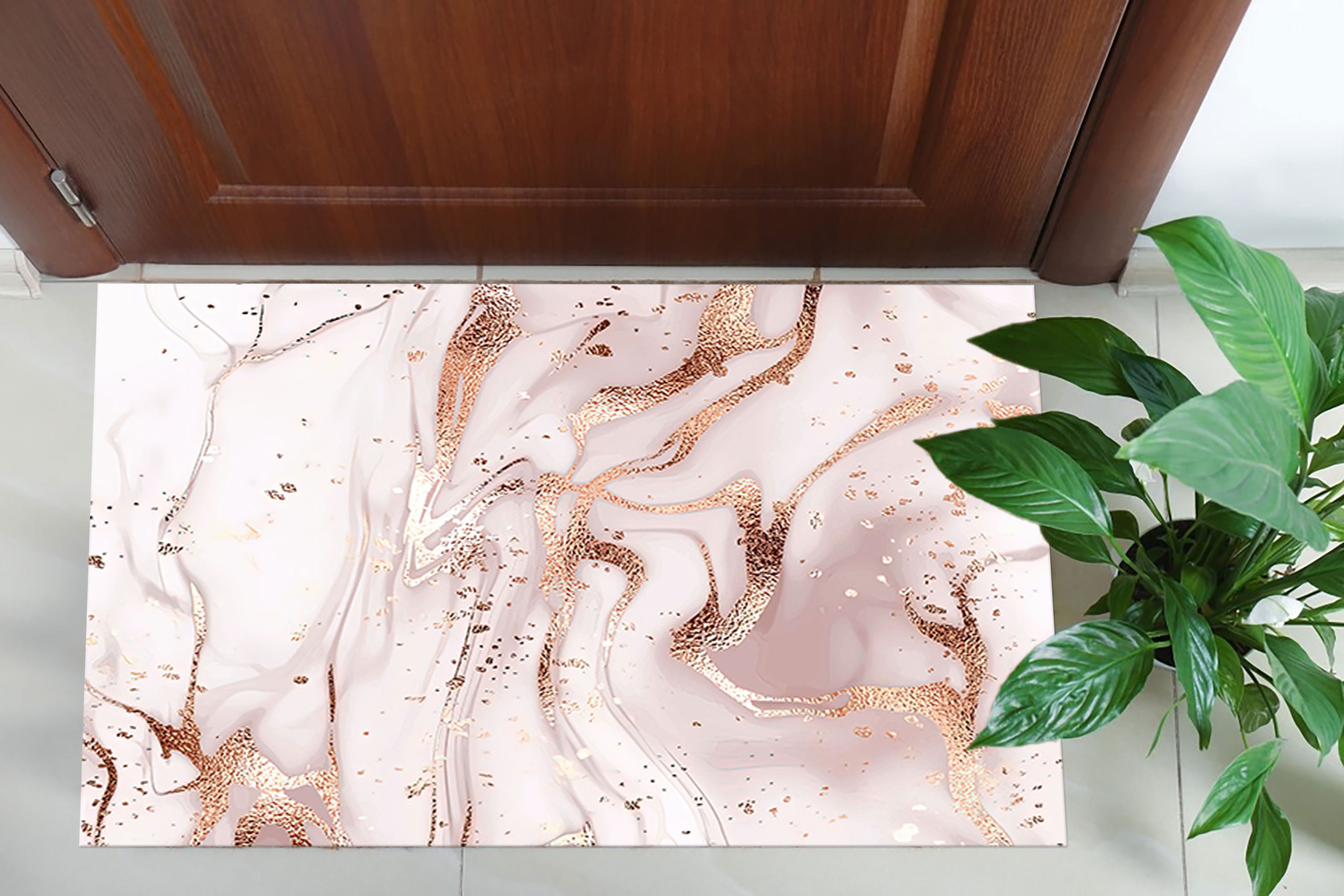 Pink Soft Tones Rugs, White Marble Rug, Shimmery Rugs, Alcohol Ink  display picture 1