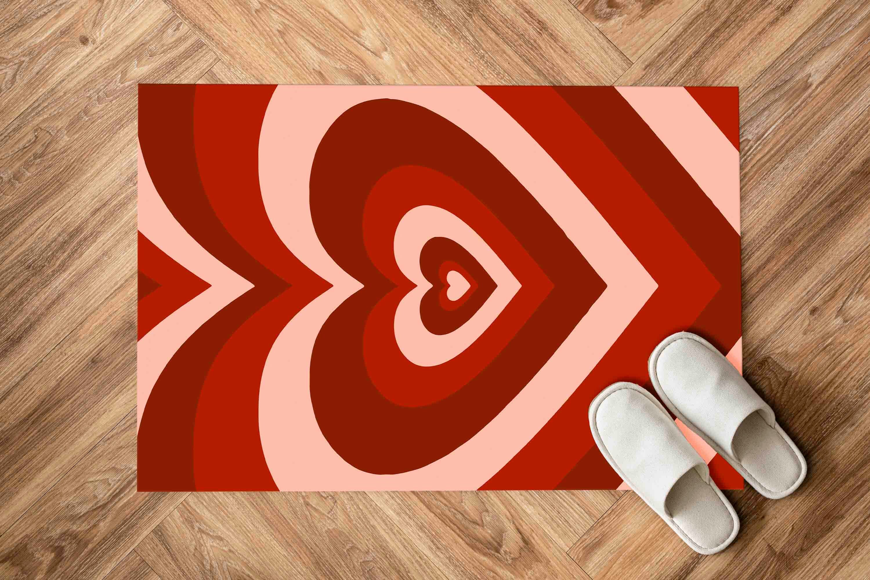 Red Heart Rugs, Bedroom Rugs, Red Rugs, Modern Rug, Salon Decor Rug ...