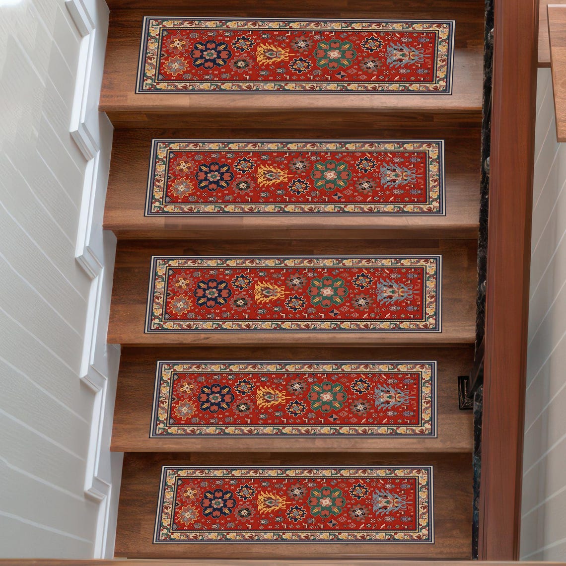 Merida Stair Rug Oriental Stair Tread Rug, Red Turkish Runner Mat, Non-slip Carpet for ...