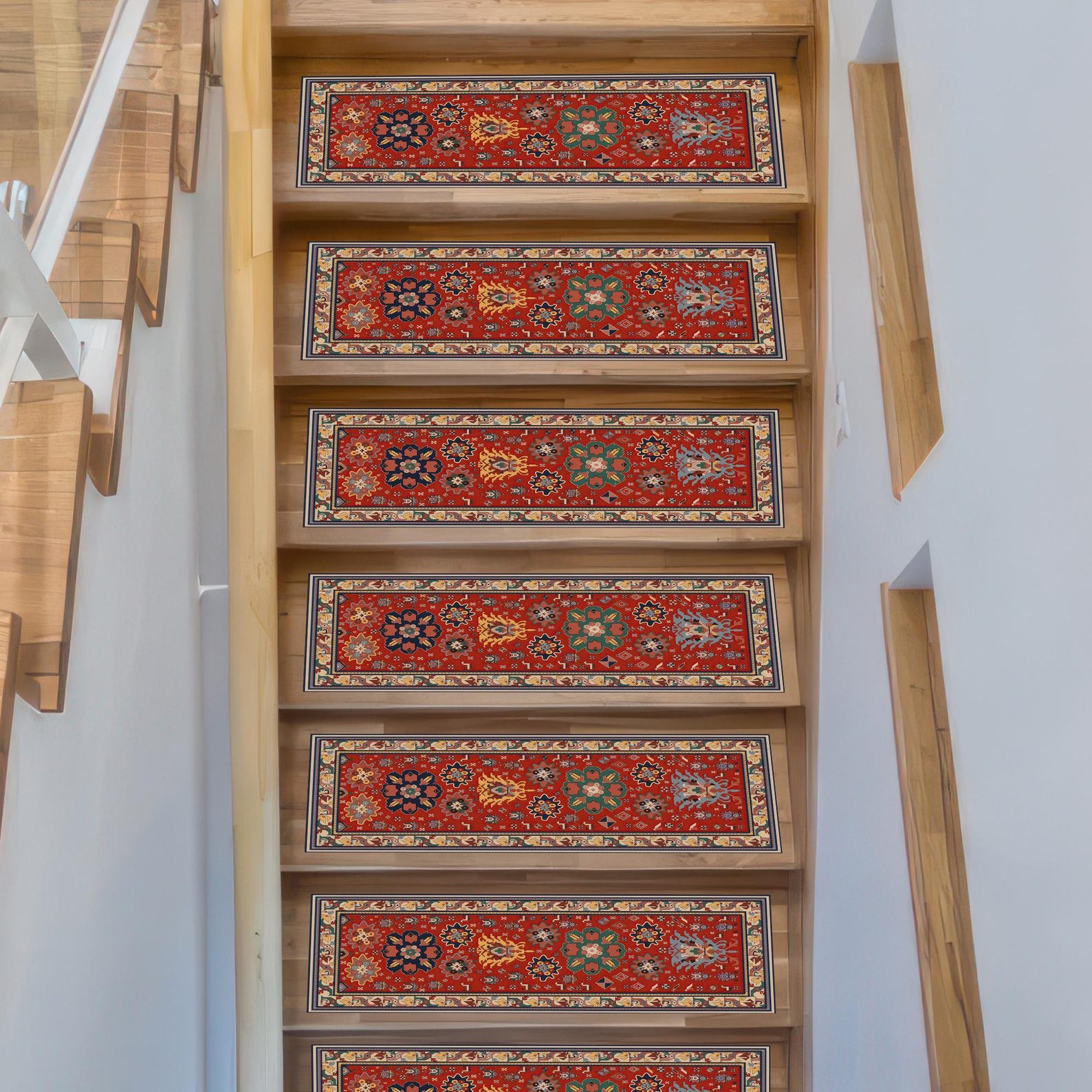 Merida Stair Rug Oriental Stair Tread Rug, Red Turkish Runner Mat, Non-slip Carpet for ...