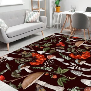 Mushroom Rugs, Colorful Rugs, Mushroom Rug, Modern Rugs, Kitchen Rug, Personalized Rug, Wall Hanging Rug, Living Room Rug, Office Decor Rug, image 2