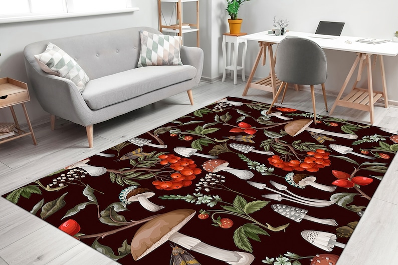 Mushroom Rugs, Colorful Rugs, Mushroom Rug, Modern Rugs, Kitchen Rug, Personalized Rug, Wall Hanging Rug, Living Room Rug, Office Decor Rug, image 2