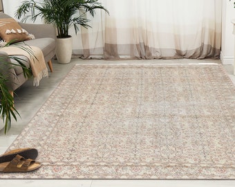 Floral Pattern Rug, Ethnic Rug, Floral Rugs, Soft Tones Rug, Antique Decor Rug, Turkish Rug, Distressed Rug, Oushak Rug, Oriental Rug,