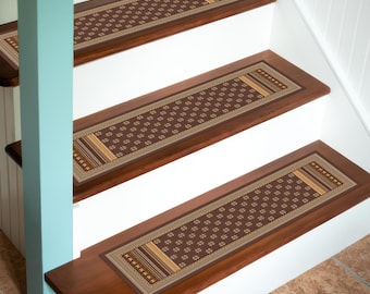 Handmade Brown Stair Tread Rug – Non-Slip Polyester Step Carpet