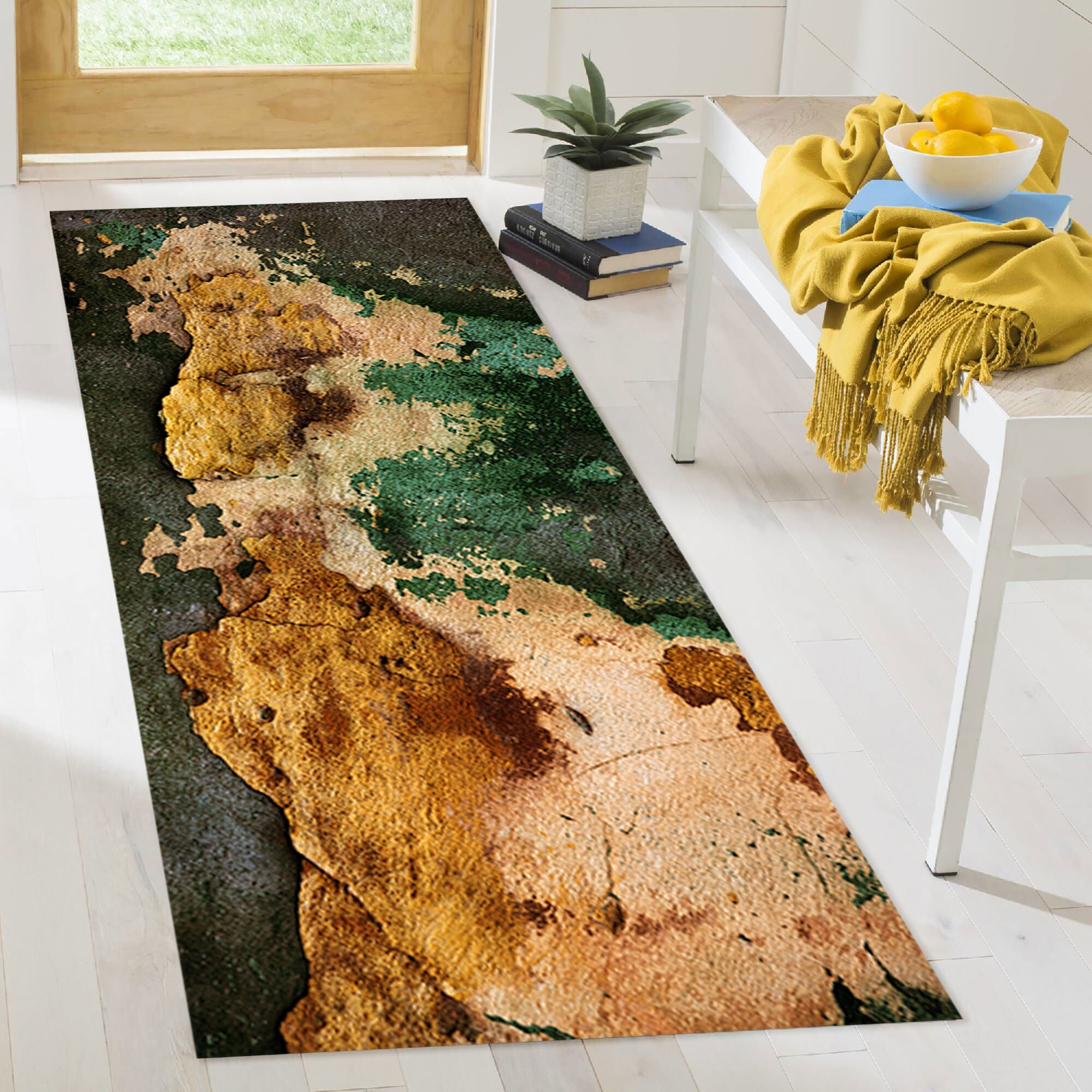 Plaster Rug Vintage Plaster Rugs, Green Rug, Pattern Rug, Farmhouse Rug,modern Rug ...