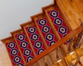 Handmade Tribal Stair Rug: Non-Slip Kilim Style Tread